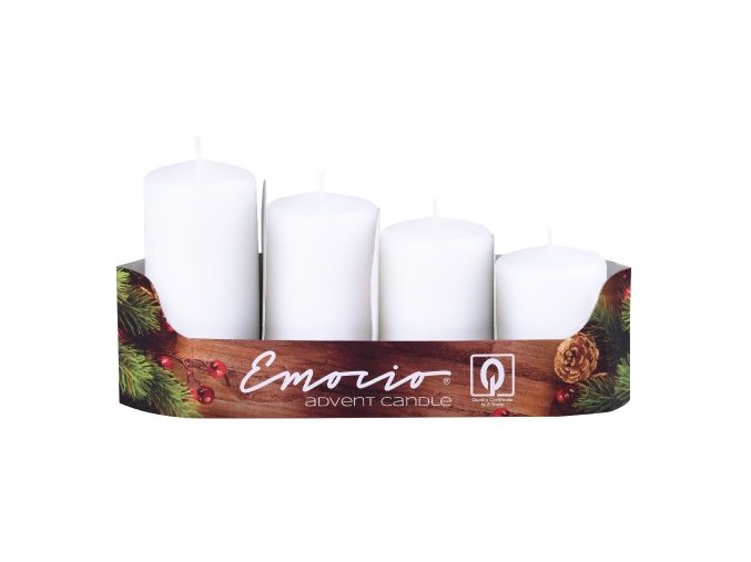 Svíčka adventní schody 4 ks / 40 mm- bílá