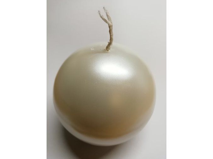 Svíčka koule -  8 cm, bílá perleť