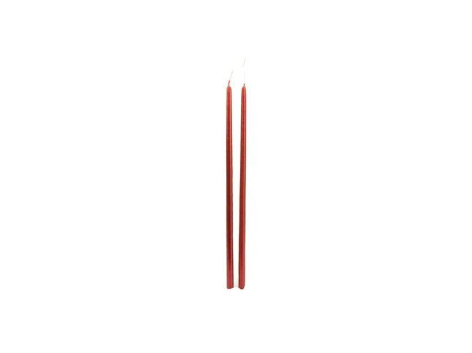 Svíčka květinová hladká 2 ks 12 x 300 mm - metal červená