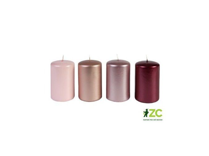 svicka adventni valec 60x100 mm metalicka mix rose 4ks