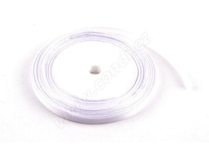 stuha satenova 0 65 cm x 23 m bila