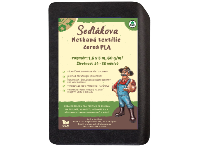 Sedlákova netkaná textilie černá 1,6 x 5 m, 60g/m2