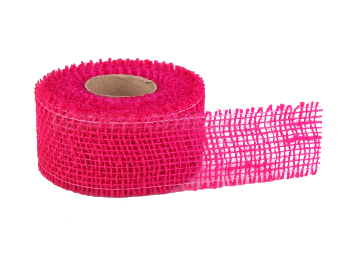 Stuha jutová jemná 5cm x 5m TM. RŮŽOVÁ