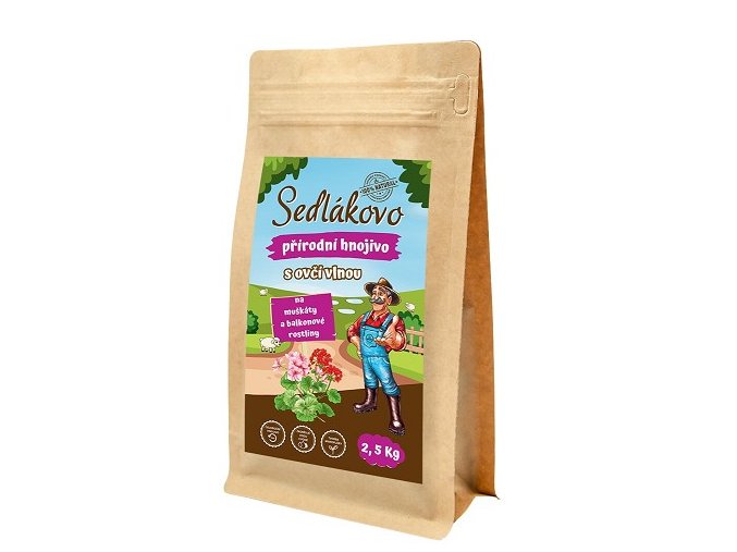 sedlakovo hnojivo s ovci vlnou na muskaty a balkonove kvetiny 2 5 kg