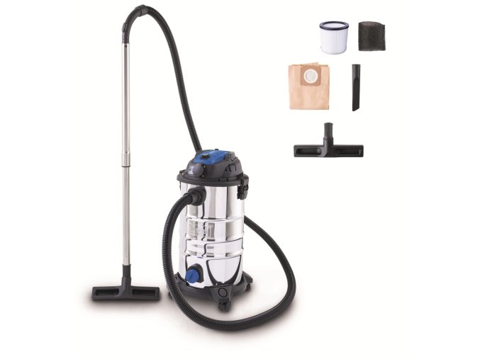 Scheppach VC 30P-GL průmyslový vysavač na suché/mokré vysávání 30 l s funkcí podtlakového čištění filtru