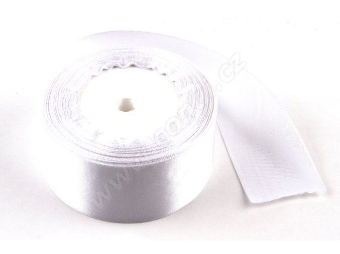 Stuha saténová 4 cm x 23 m -  bílá