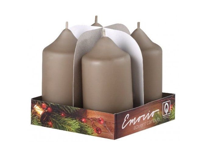Svíčka válec 4 ks 40 x 75 mm - zemitá svíčka
