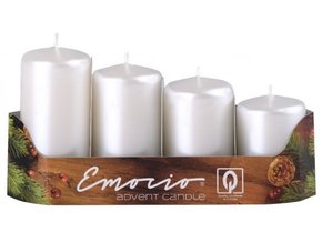 Svíčka adventní schody 4 ks / 40 mm- Perla bílá