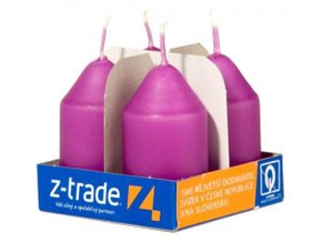 Svíčka válec 4 ks 35 x 65 - sv. fialová