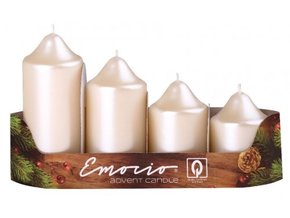 Svíčka adventní schody 4 ks / 50 mm - perla krém metal