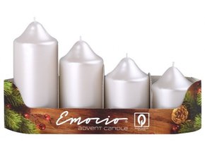 Svíčka adventní schody 4 ks / 50 mm - perla bílá metal