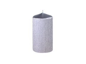 Svíčka drápaná 60 x 120 mm perla stříbrná