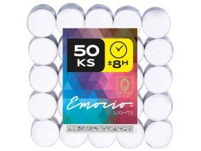 Emocio čajové svíčky 8 hod. 50 ks plato