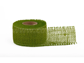 Stuha jutová jemná 5cm x 5m SV. ZELENÁ