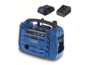 Scheppach Air Force 6-SET S hybridní kompresor (20 V IXES aku, 12 V, 230 V) + 2Ah baterie + nabíječka 2,4 A