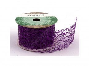 Stuha Fibre třpyt 4 cm x 4,6 m - fialová
