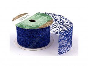 Stuha Fibre třpyt 4 cm x 4,6 m - modrá