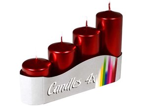 Svíčka adventní schody 4 ks / 50 mm - metalická červená