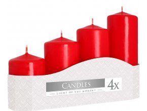 Svíčka adventní schody 4 ks / 50 mm - červená