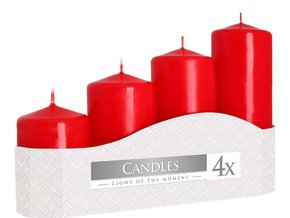 Svíčka adventní schody 4 ks / 50 mm - červená
